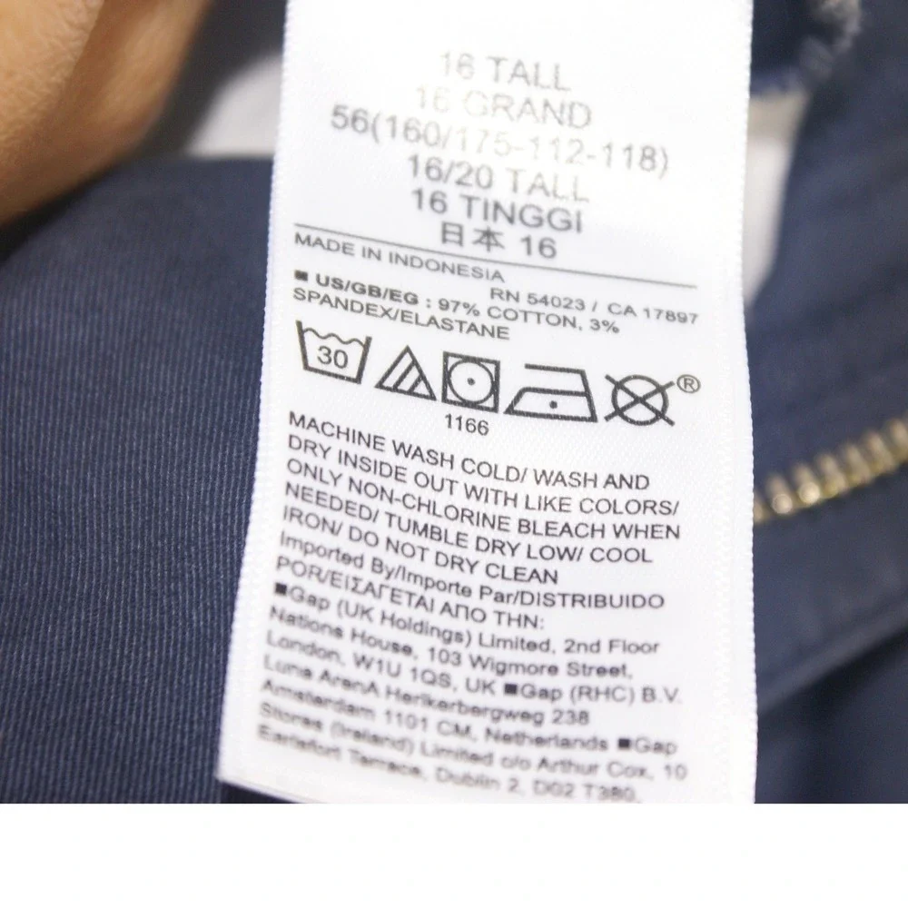 Gap‎ Mens Navy Blue Chino Shorts 9 Inch Inseam Stretch Cotton Size 16 Tall
